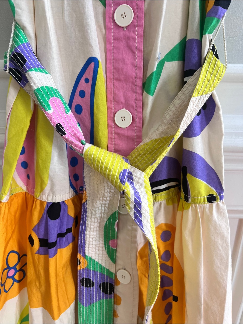 Zara Cream Multicolor Abstract Midi Dress - Picture 5 of 8